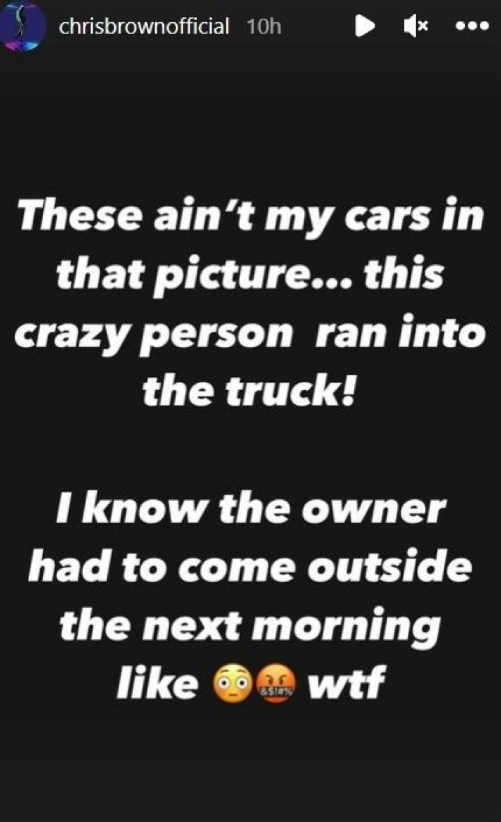 
Chris Brown Shares Photo After Stalker Ran Chevy Truck Over A Tesla 